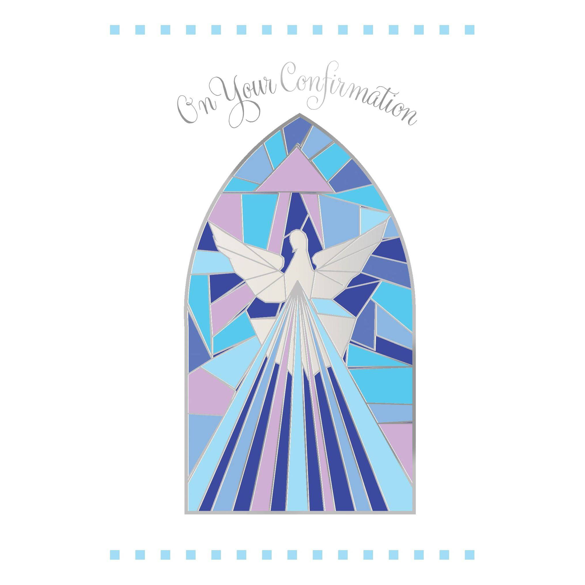 Stained glass confirmation card from Pictura's everyday cards collection featuring colorful stained glass design.